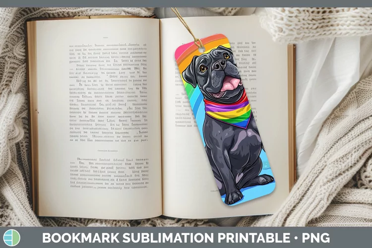 Rainbow Dogs Cane Corso Bookmark Sublimation Printable Desig
