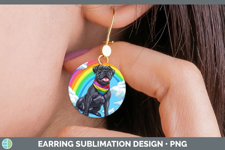 Rainbow Dogs Cane Corso Round Earrings Sublimation Earrings