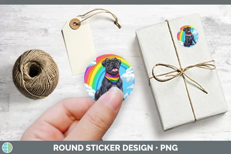 Rainbow Dogs Cane Corso Stickers | Round Labels Designs