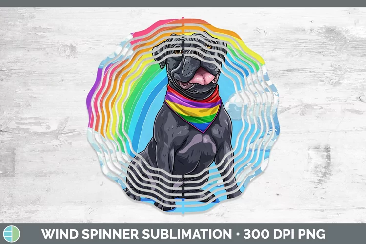 Rainbow Dogs Cane Corso Wind Spinner Sublimation Spinner Des