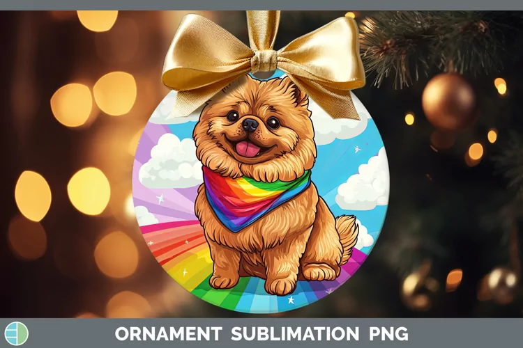 Rainbow Dogs Chow Chow Ornament Sublimation Bauble Designs