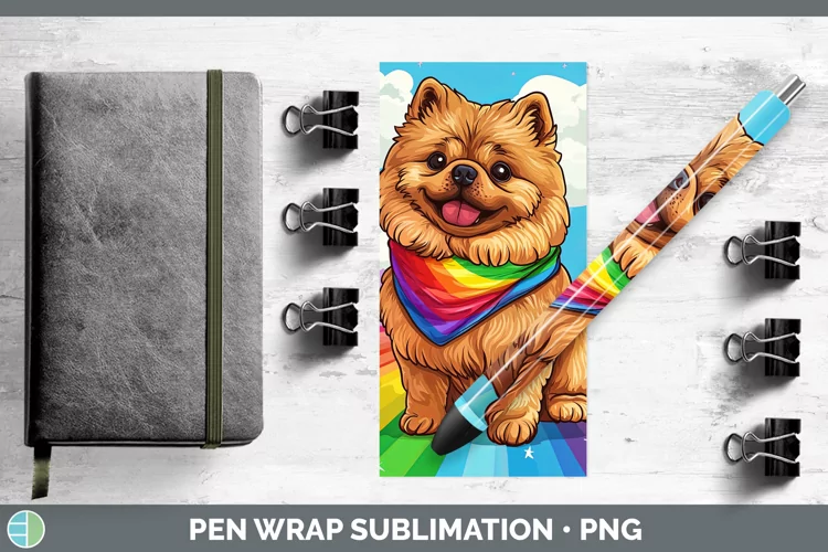 Rainbow Dogs Chow Chow Pen Wrap Sublimation Epoxy Pen Design