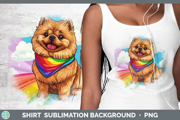 Rainbow Dogs Chow Chow Shirt Sublimation Sublimation Backgro