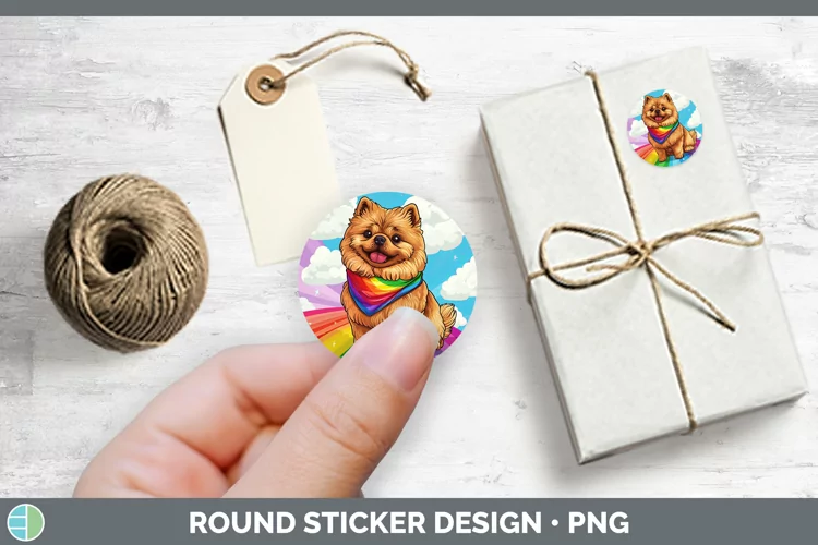 Rainbow Dogs Chow Chow Stickers | Round Labels Designs