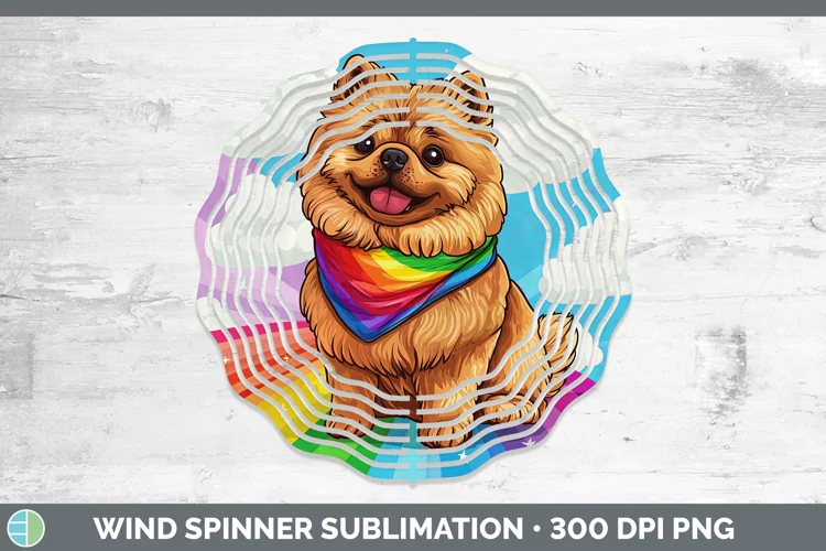 Rainbow Dogs Chow Chow Wind Spinner Sublimation Spinner Desi