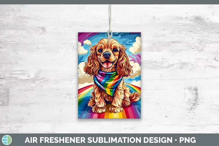 Rainbow Dogs Cocker Spaniel Air Freshener Sublimation Car Fr