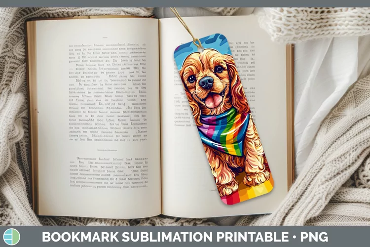 Rainbow Dogs Cocker Spaniel Bookmark Sublimation Printable D