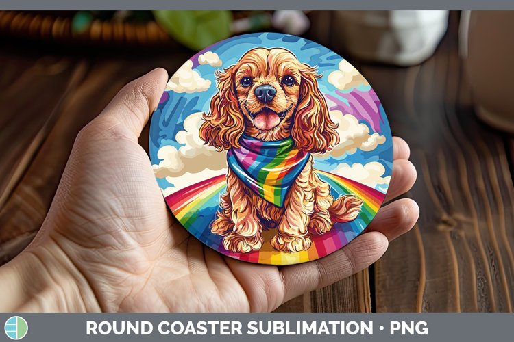 GorgeousRainbow Dogs Round Coaster design.