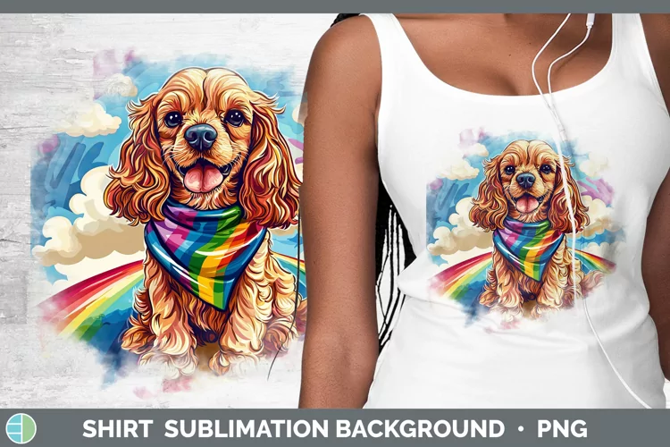 Rainbow Dogs Cocker Spaniel Shirt Sublimation Sublimation Ba
