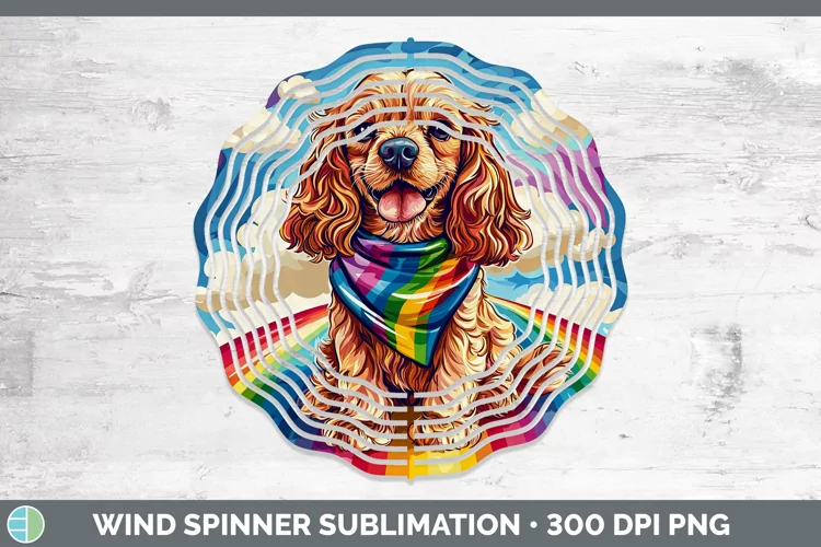 Rainbow Dogs Cocker Spaniel Wind Spinner Sublimation Spinner