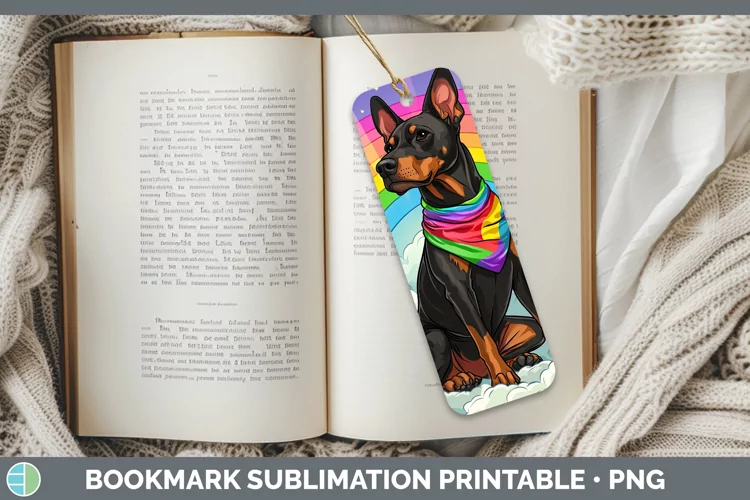 Rainbow Dogs Doberman Pinscher Bookmark Sublimation Printabl