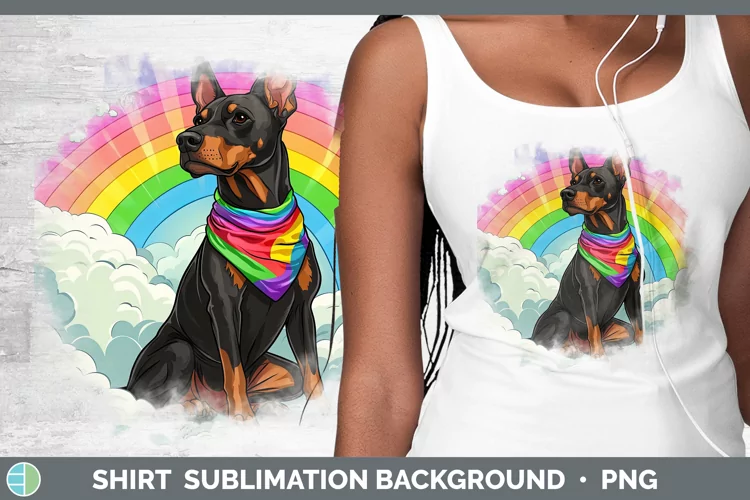 Rainbow Dogs Doberman Pinscher Shirt Sublimation Sublimation