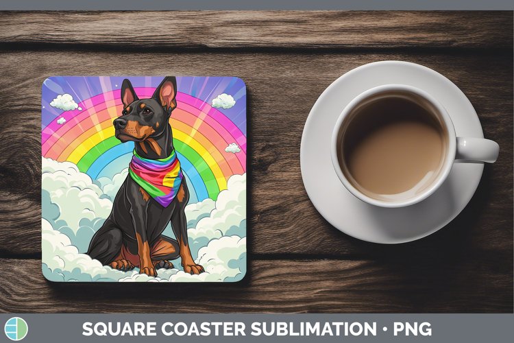 GorgeousRainbow Dogs Square Coaster design.