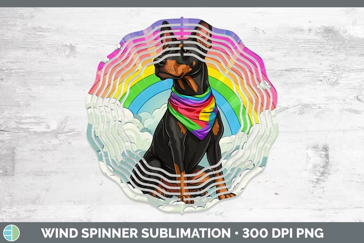 Rainbow Dogs Doberman Pinscher Wind Spinner Sublimation Spin