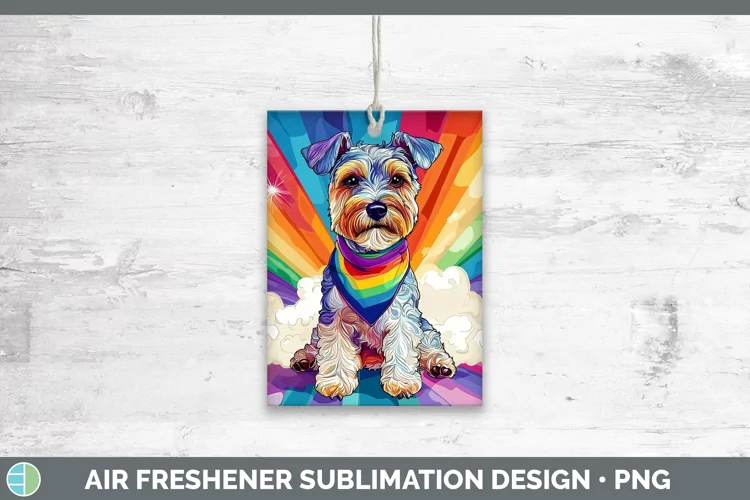 Rainbow Dogs Fox Terrier Dog Air Freshener Sublimation Car F