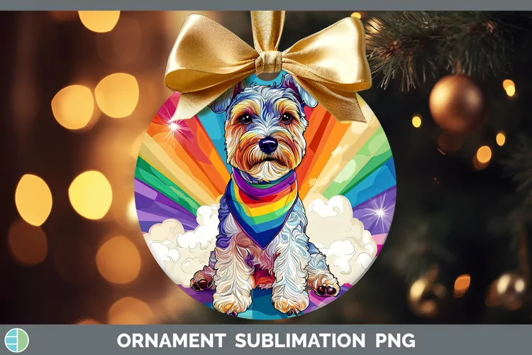 Rainbow Dogs Fox Terrier Dog Ornament Sublimation Bauble Des