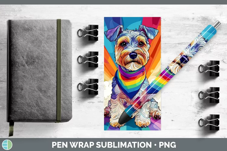 Rainbow Dogs Fox Terrier Dog Pen Wrap Sublimation Epoxy Pen