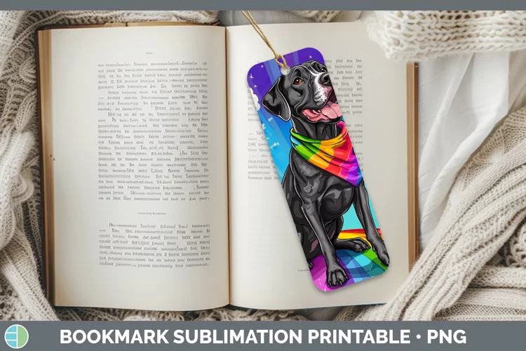 Rainbow Dogs Great Dane Bookmark Sublimation Printable Desig