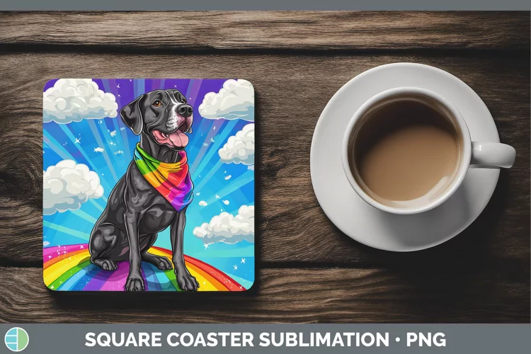 Rainbow Dogs Great Dane Square Coaster Sublimation Coaster D