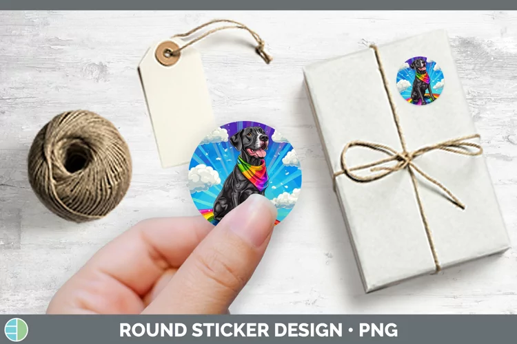 Rainbow Dogs Great Dane Stickers | Round Labels Designs