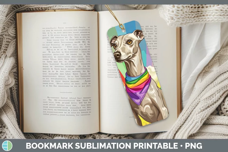 Rainbow Dogs Greyhound Bookmark Sublimation Printable Design