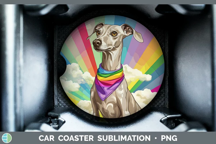 Rainbow Dogs Greyhound Car Coaster Sublimation Coaster Desig