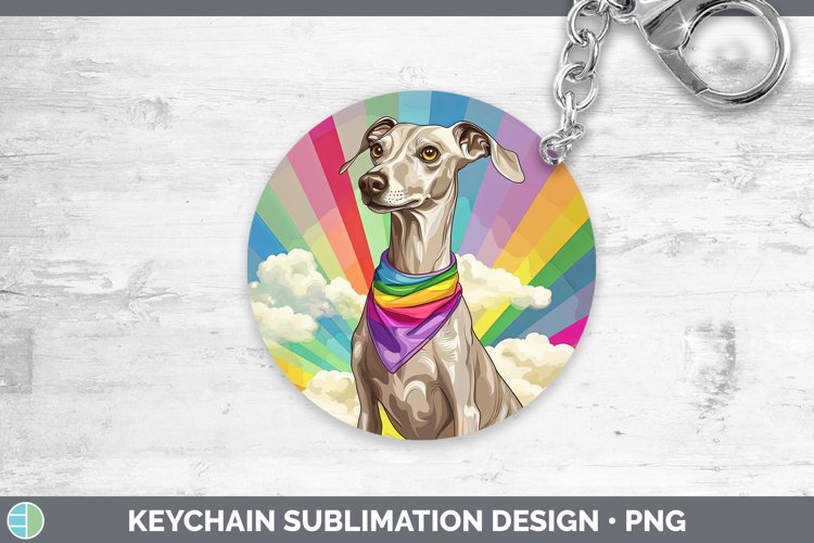 Rainbow Dogs Greyhound Keychain Sublimation Keyring Designs