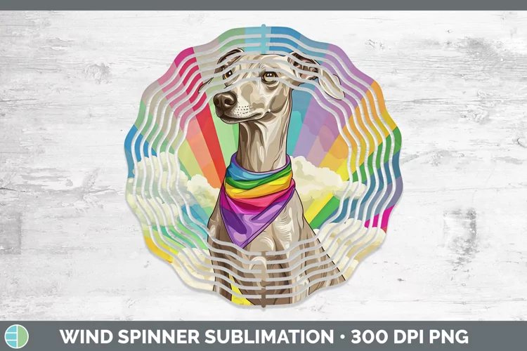Rainbow Dogs Greyhound Wind Spinner Sublimation Spinner Desi