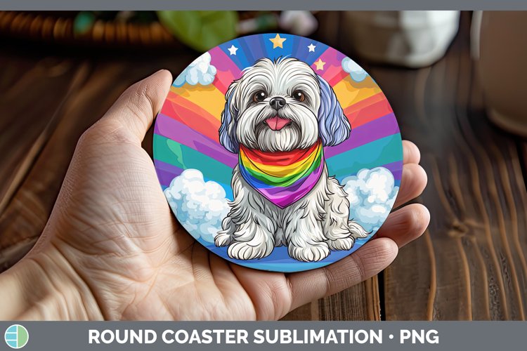 GorgeousRainbow Dogs Round Coaster design.
