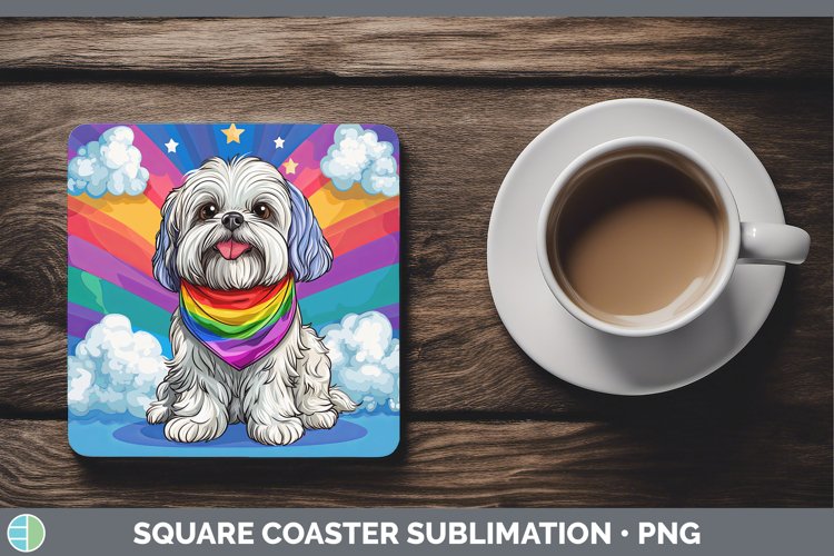 GorgeousRainbow Dogs Square Coaster design.