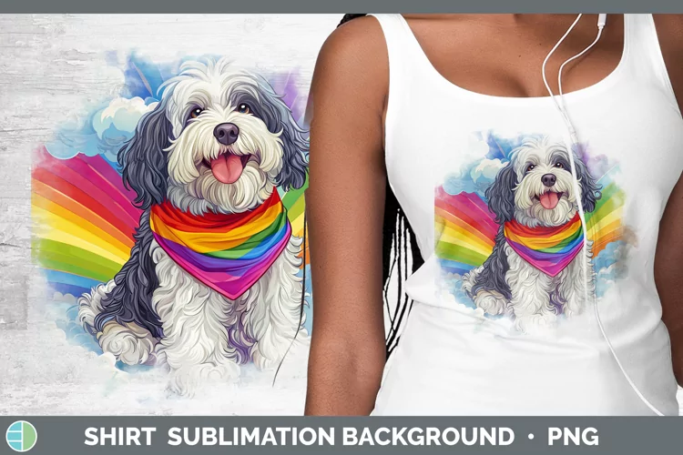Rainbow Dogs Old English Sheepdog Shirt Sublimation Sublimat