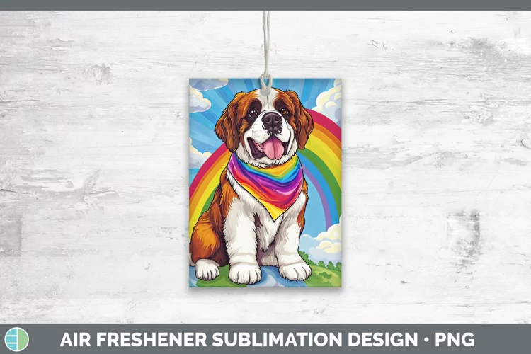Rainbow Dogs Saint Bernard Air Freshener Sublimation Car Fre