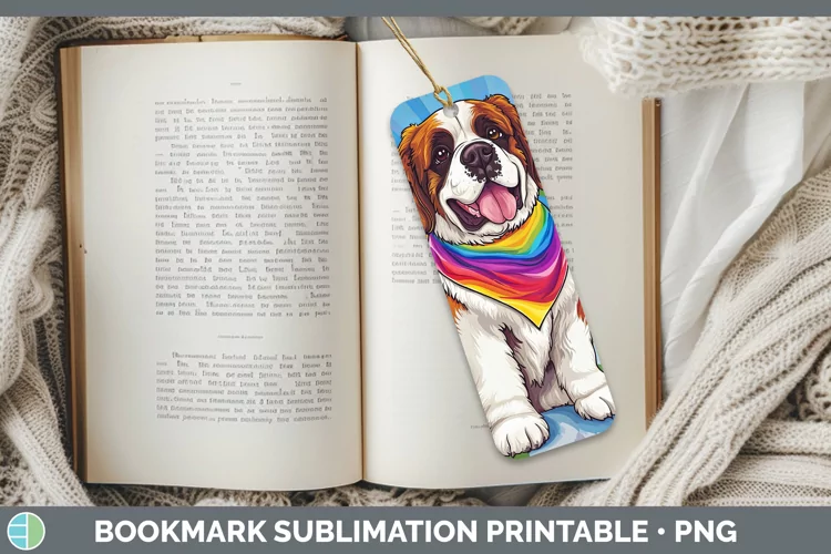 Rainbow Dogs Saint Bernard Bookmark Sublimation Printable De