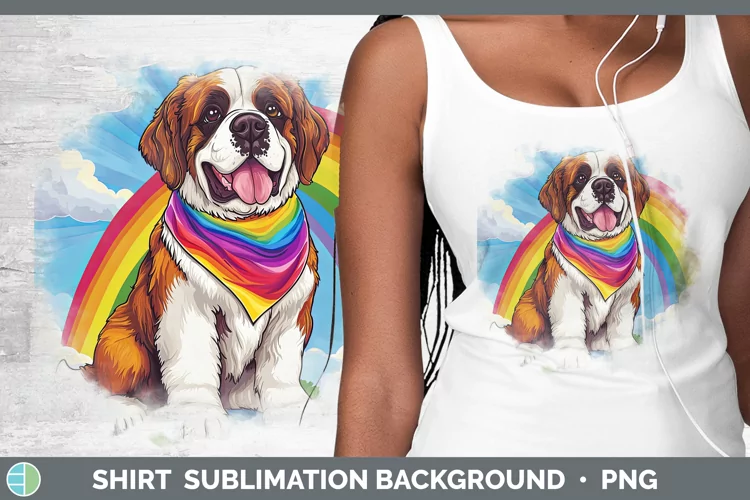 Rainbow Dogs Saint Bernard Shirt Sublimation Sublimation Bac