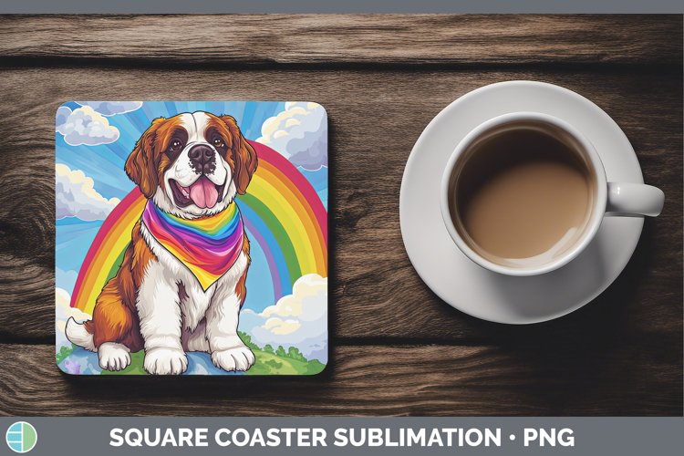 GorgeousRainbow Dogs Square Coaster design.