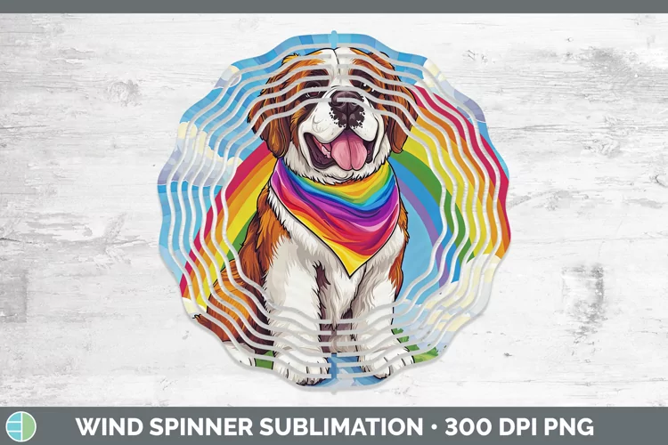 Rainbow Dogs Saint Bernard Wind Spinner Sublimation Spinner