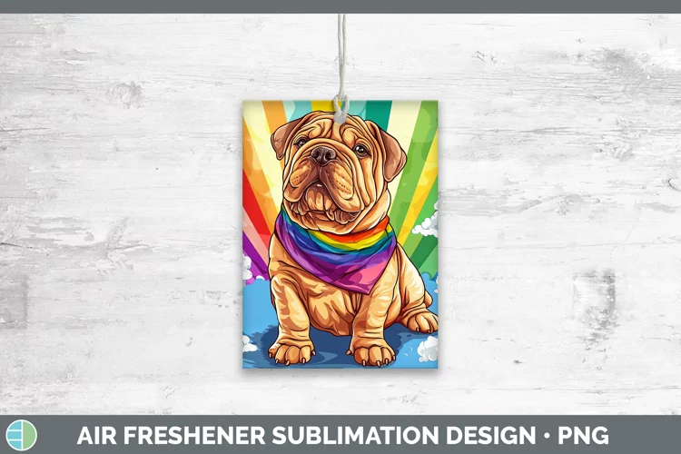 Rainbow Dogs Shar Pei Air Freshener Sublimation Car Freshene