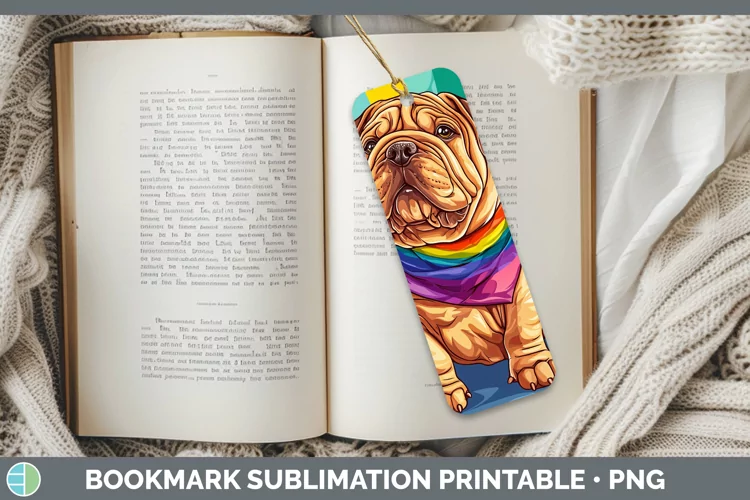 Rainbow Dogs Shar Pei Bookmark Sublimation Printable Designs