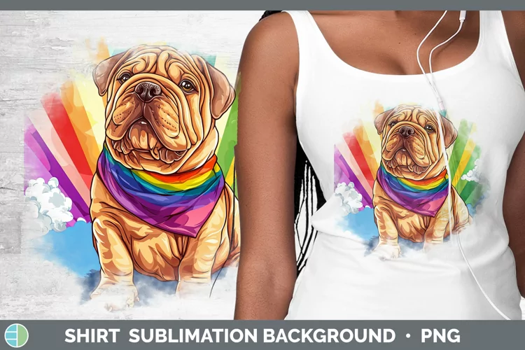 Rainbow Dogs Shar Pei Shirt Sublimation Sublimation Backgrou