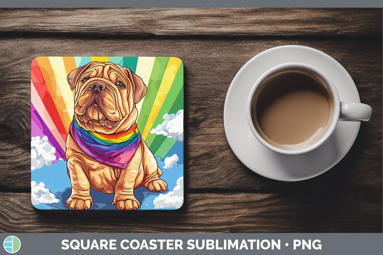 GorgeousRainbow Dogs Square Coaster design.
