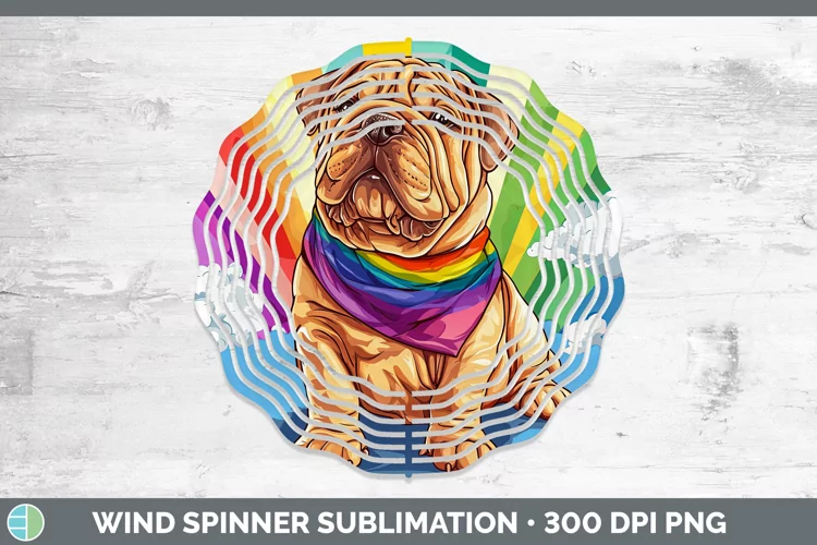 Rainbow Dogs Shar Pei Wind Spinner Sublimation Spinner Desig
