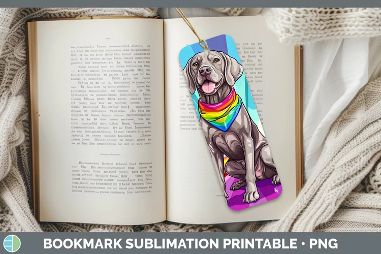 Rainbow Dogs Weimaraner Bookmark Sublimation Printable Desig