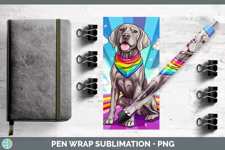 Rainbow Dogs Weimaraner Pen Wrap Sublimation Epoxy Pen Desig