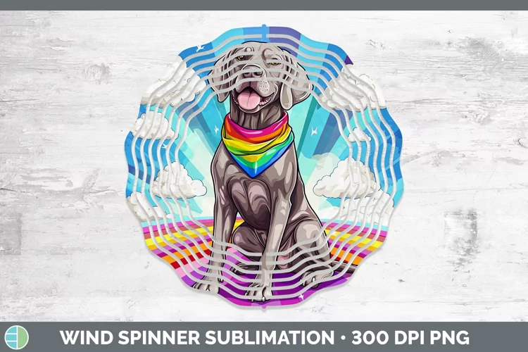 Rainbow Dogs Weimaraner Wind Spinner Sublimation Spinner Des