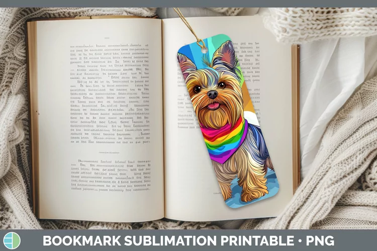 Rainbow Dogs Yorkshire Terrier Bookmark Sublimation Printabl