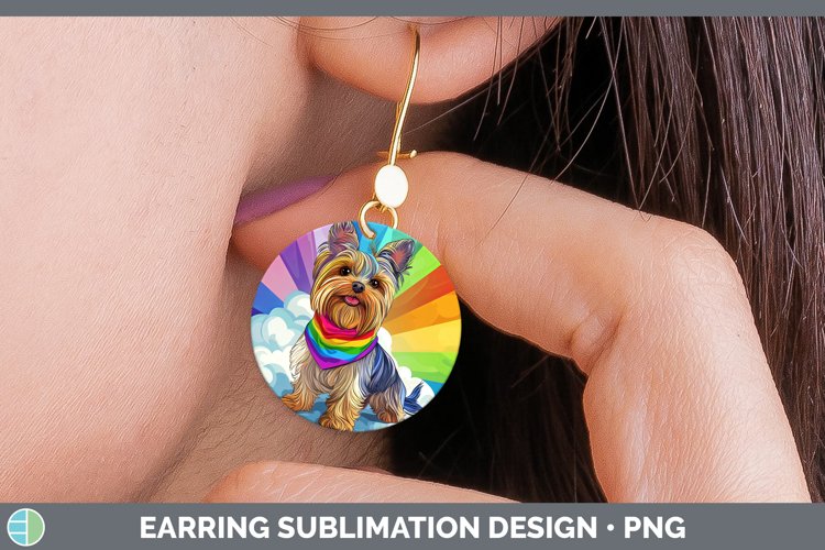 GorgeousRainbow Dogs Round Earrings design.
