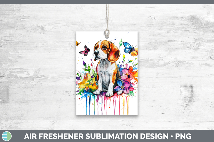 Rainbow Drips Beagle Air Freshener Sublimation Car Freshener