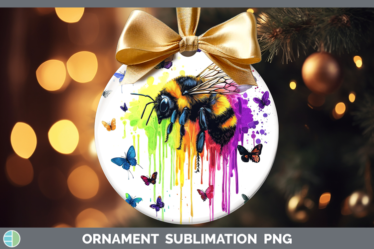 Rainbow Drips BS01 Bee Ornament Sublimation Bauble Designs
