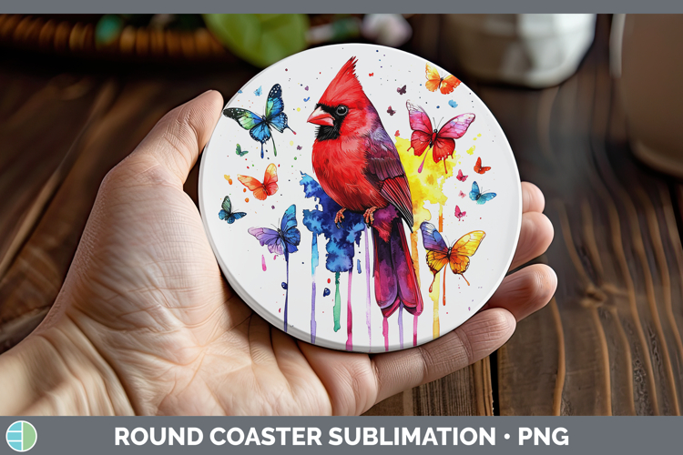 Rainbow Drips BS01 Cardinal Round Coaster Sublimation Coaste