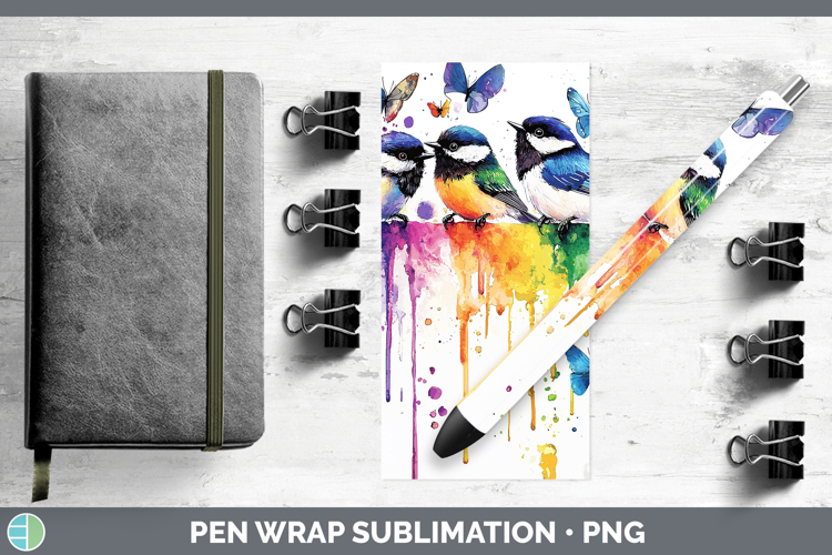 Rainbow Drips BS01 Chickadee Pen Wrap Sublimation Pen Design